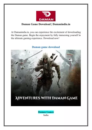 Daman Game Download | Damanindia.in