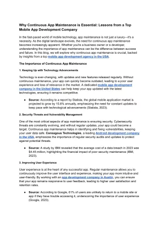 Why Continuous App Maintenance is Essential_ Lessons from a Top Mobile App Development Company