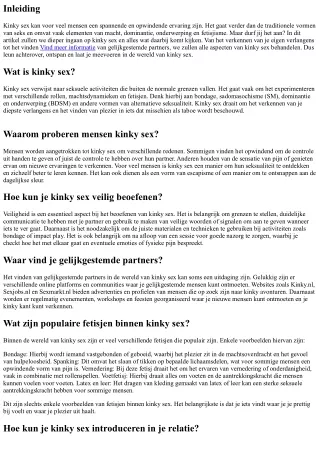 Kinky Sex: Durf Jij het Aan?