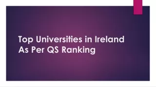 Top Universities in Ireland As Per QS Ranking