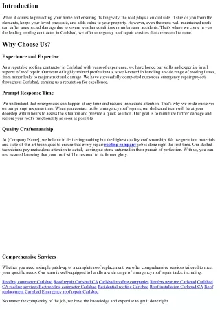 We're Here for You: Emergency Roof Repair Services in Carlsbad