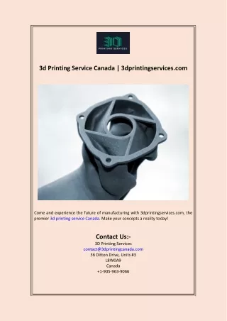 3d Printing Service Canada  3dprintingservices.com