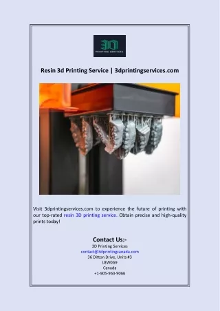 Resin 3d Printing Service  3dprintingservices.com