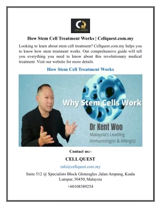 How Stem Cell Treatment Works  Cellquest.com.my