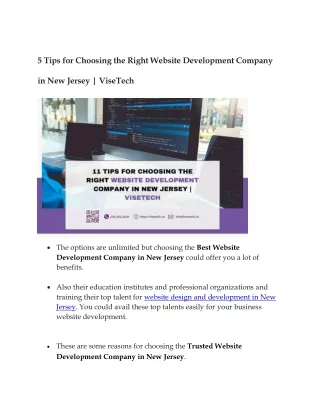 5 Tips for Choosing the Right Website Development Company in New Jersey