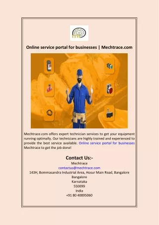 Online service portal for businesses  Mechtrace.com