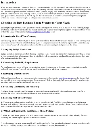 Choosing the Best Business Phone Systems for Your Needs