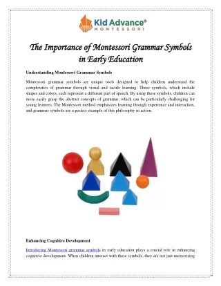 The Importance of Montessori Grammar Symbols in Early Education