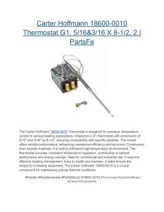 Carter Hoffmann 18600-0010 Thermostat G1, 5_16&3_16 X 8-1_2, 2 _ PartsFe