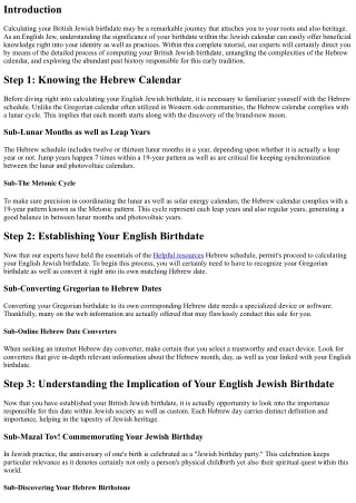 A Detailed Tutorial on Calculating your English Jewish Birthdate