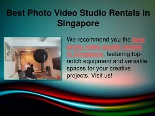 Best Photo Video Studio Rentals in Singapore