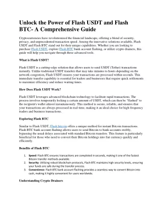 Unlock the Power of Flash USDT and Flash BTC- A Comprehensive Guide