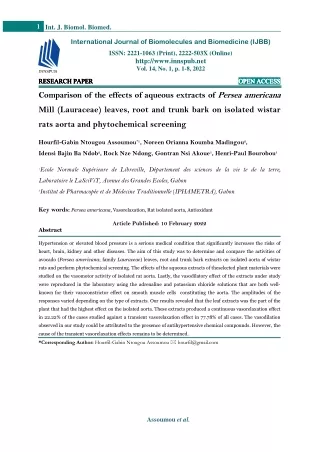 Comparison of the effects of aqueous extracts of Persea americana Mill (Lauracea
