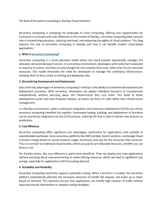 The Role of Serverless Computing in DevOps Cloud Solutions