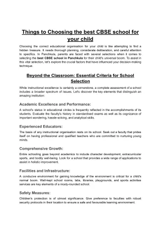 Things to keep in mind while looking for the best CBSE school for your child