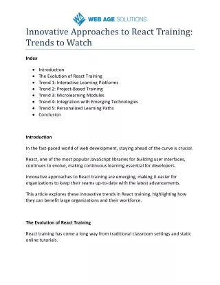 Innovative Approaches to React Training Trends to Watch