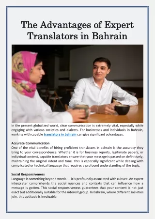 The Advantages of Expert Translators in Bahrain