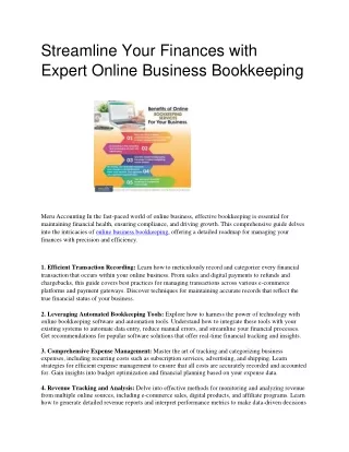 Streamline Your Finances with Expert Online Business Bookkeeping