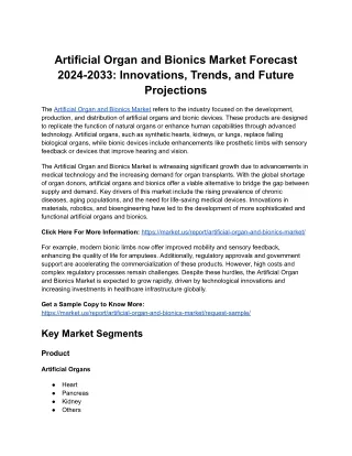Artificial Organ and Bionics Market: Competitive Landscape Analysis and Market F