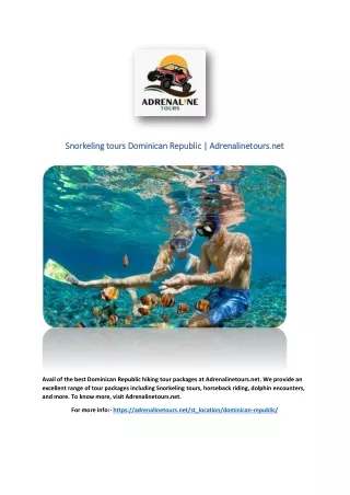 Snorkeling tours Dominican Republic | Adrenalinetours.net