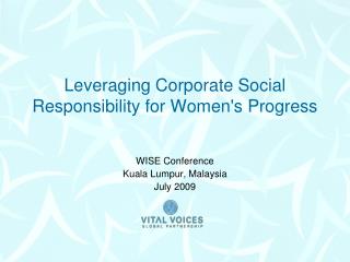 Leveraging Corporate Social Responsibility for Women's Progress