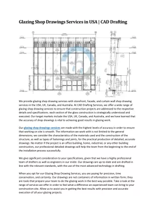 Glazing Shop Drawings Services in USA | CAD Drafting