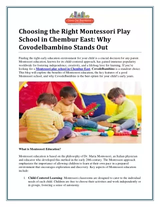 Premier Montessori Play School in Chembur East