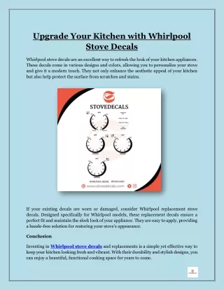 Upgrade Your Kitchen with Whirlpool Stove Decals