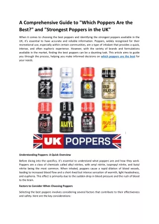 which poppers are the best