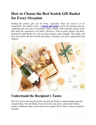 How to Choose the Best Scotch Gift Basket for Every Occasion
