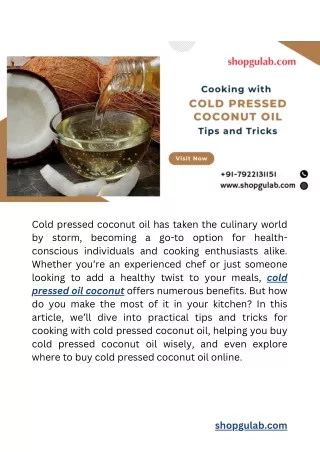 Cooking with Cold Pressed Coconut Oil Tips and Tricks