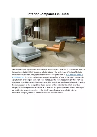 Interior Companies in Dubai