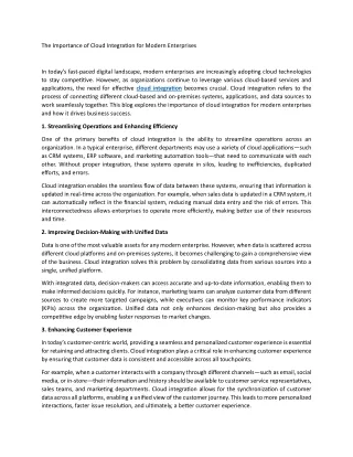 The Importance of Cloud Integration for Modern Enterprises