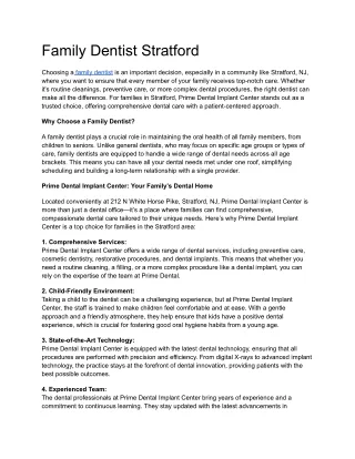 Family Dentist Stratford