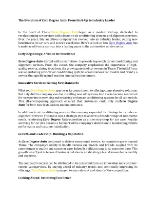 The Evolution of Zero Degree Auto From Start-Up to Industry Leader