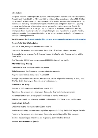 Top 10 Companies in Newborn Screening Market