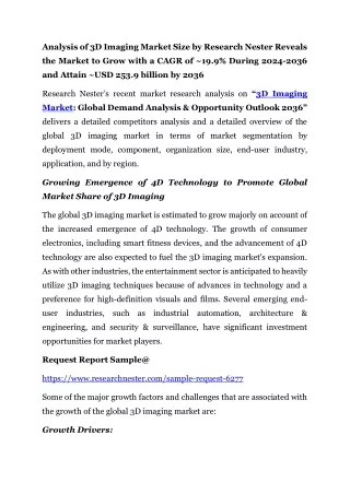 3D IMAGING MARKET PR