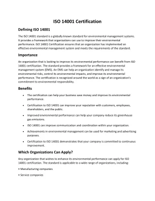 ISO 14001 Certification canada