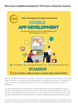 Why Invest in Mobile Development? The Future of Business Success