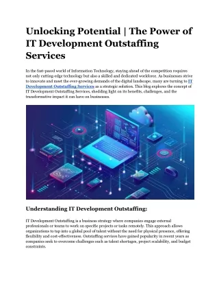 Unlocking Potential | The Power of IT Development Outstaffing Services