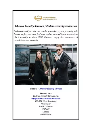 24 Hour Security Services  Cadmussecurityservices.ca