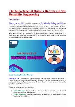 Site Reliability Engineering Training in Hyderabad - India