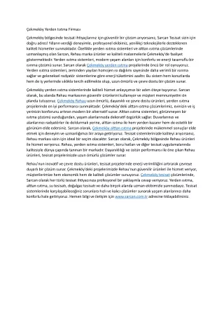 Cekmekoy Yerden Isitma Firmasi