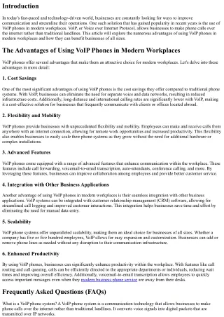 The Advantages of Using VoIP Phones in Modern Workplaces