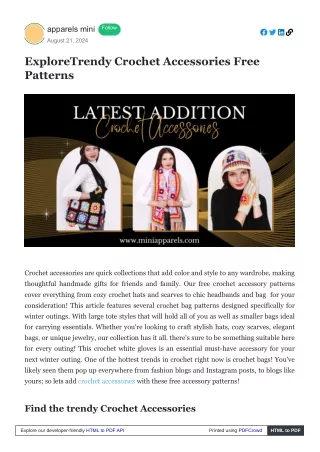 Mini Apparels' Free Crochet Accessories Patterns Craft with Style