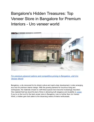 Bangalore's Hidden Treasures_ Top Veneer Store in Bangalore for Premium Interiors - Uro veneer world