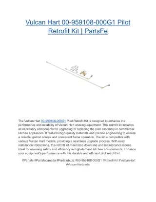 Vulcan Hart 00-959108-000G1 Pilot Retrofit Kit _ PartsFe