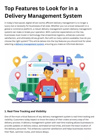 Top Features to Look for in a Delivery Management System