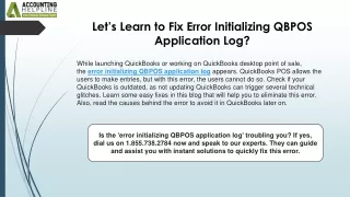 How to prevent Error Initializing QBPOS Application Log