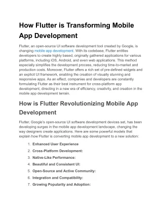 How Flutter is Transforming Mobile App Development